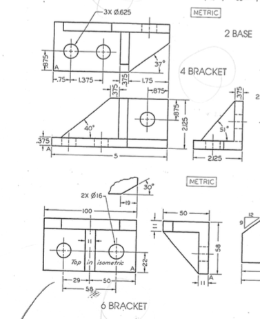 Solved Can someone sketch a 3D view of 4 Bracket and 6 | Chegg.com