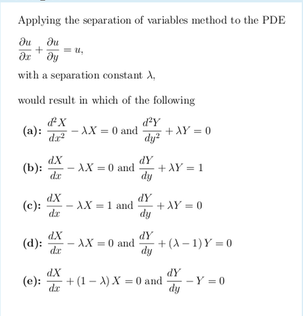 Solved Applying The Separation Of Variables Method To The | Chegg.com