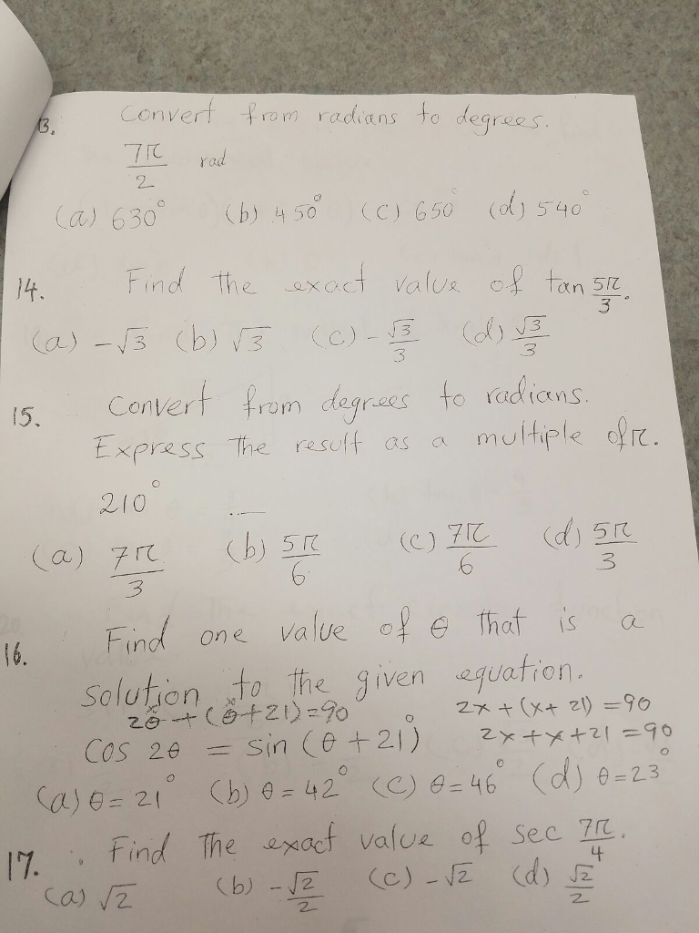 pi 2 rad in degree