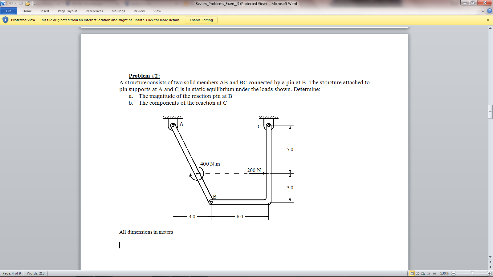 Solved Problem #2: A structure consists of two solid members | Chegg.com