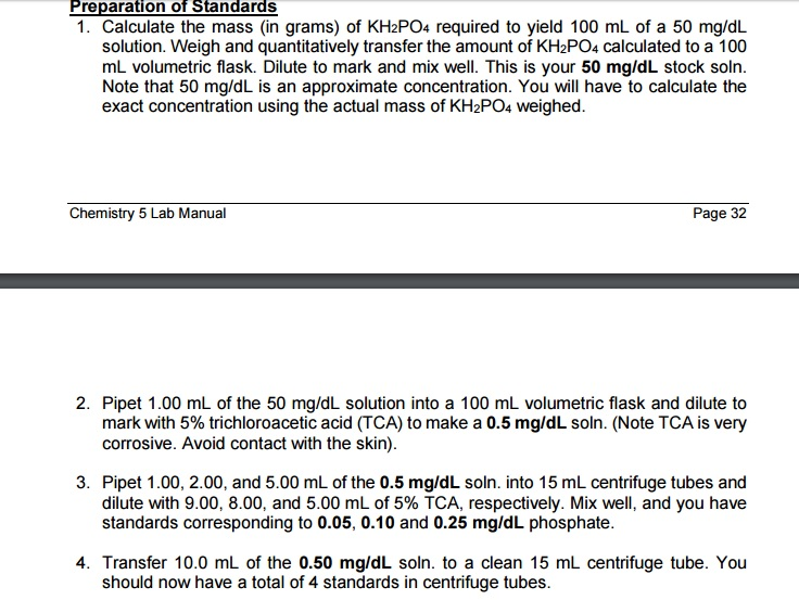 What is the actual concentrations of KH2PO4 in | Chegg.com