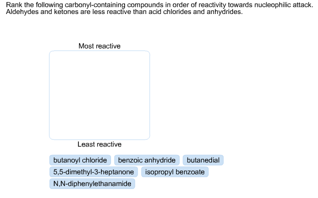 Solved Rank the following carbonyl-containing compounds in | Chegg.com