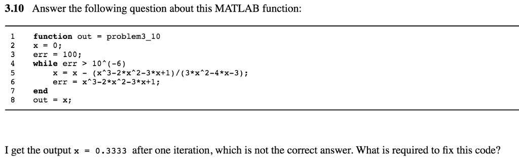 Solved Answer the following question about this MATLAB | Chegg.com