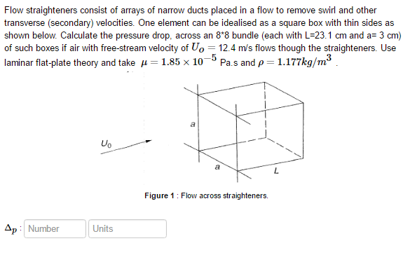 Solved Flow straighteners consist of arrays of narrow ducts | Chegg.com