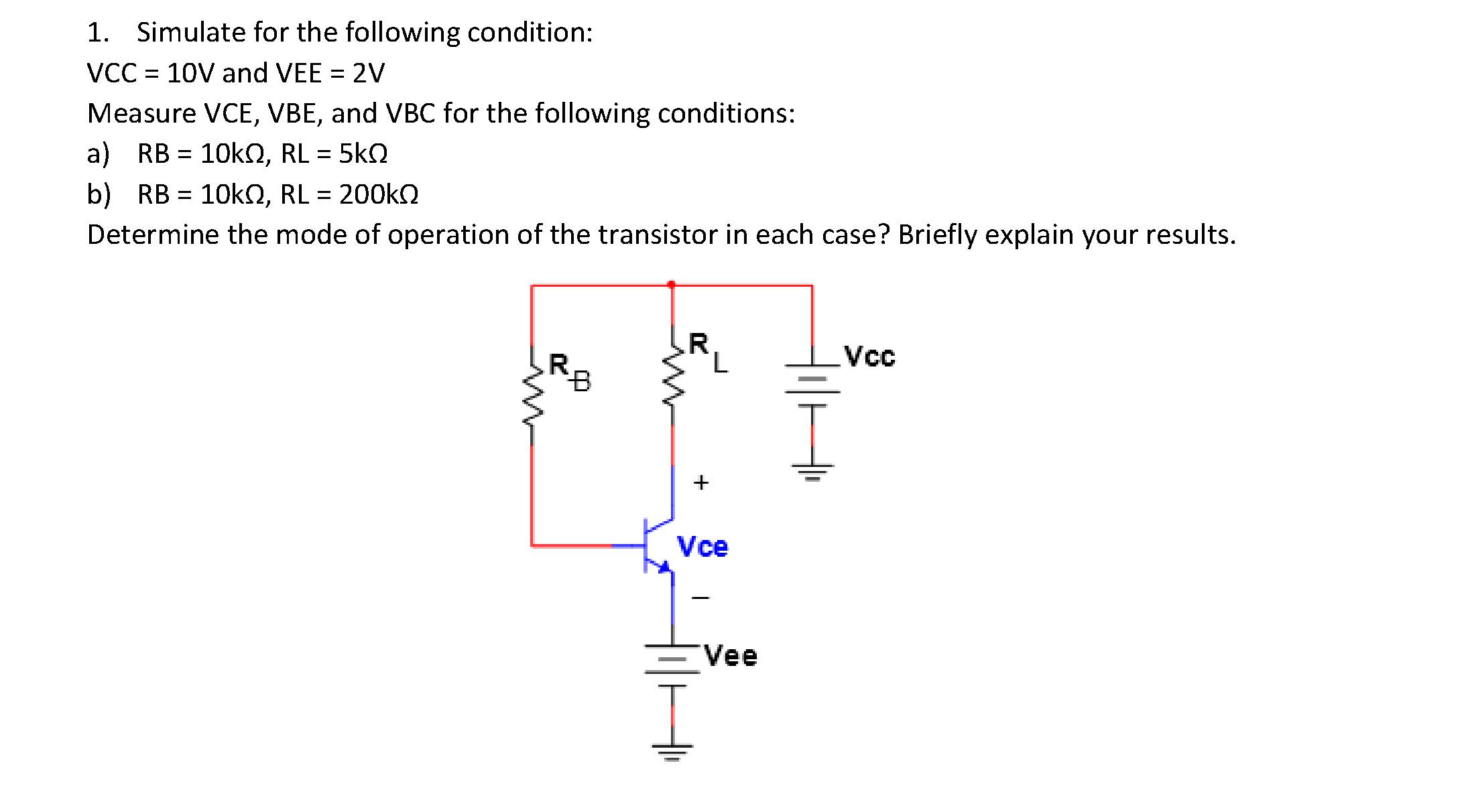 Solved Simulate for the following condition: VCC = 10V and | Chegg.com