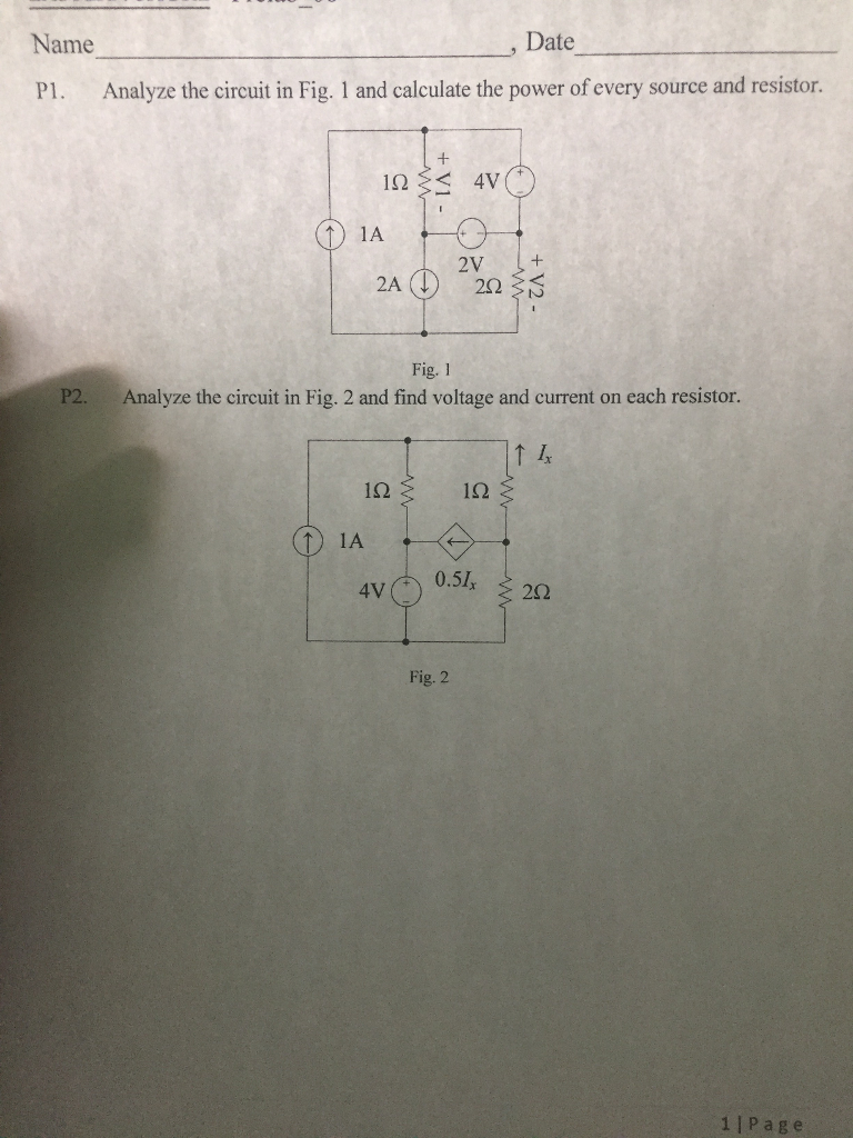 Solved Analyze the circuit in Fig. 1 and calculate the power | Chegg.com