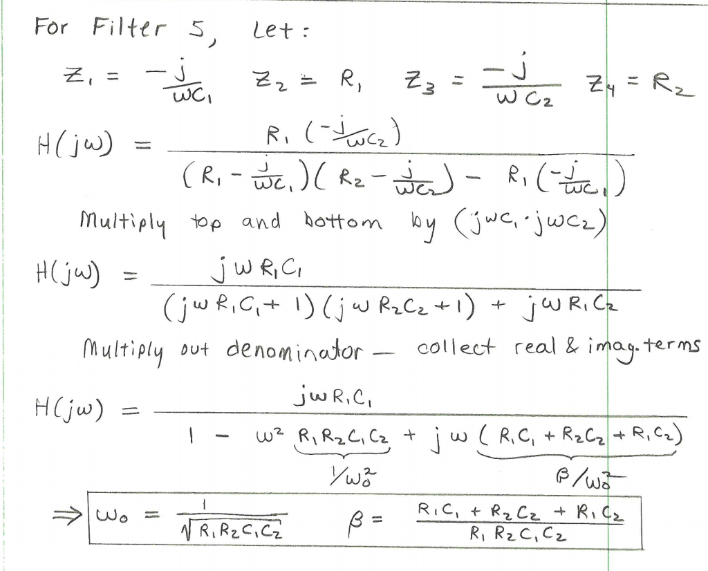 Solved what are the center frequency ω0 and bandwidth β for