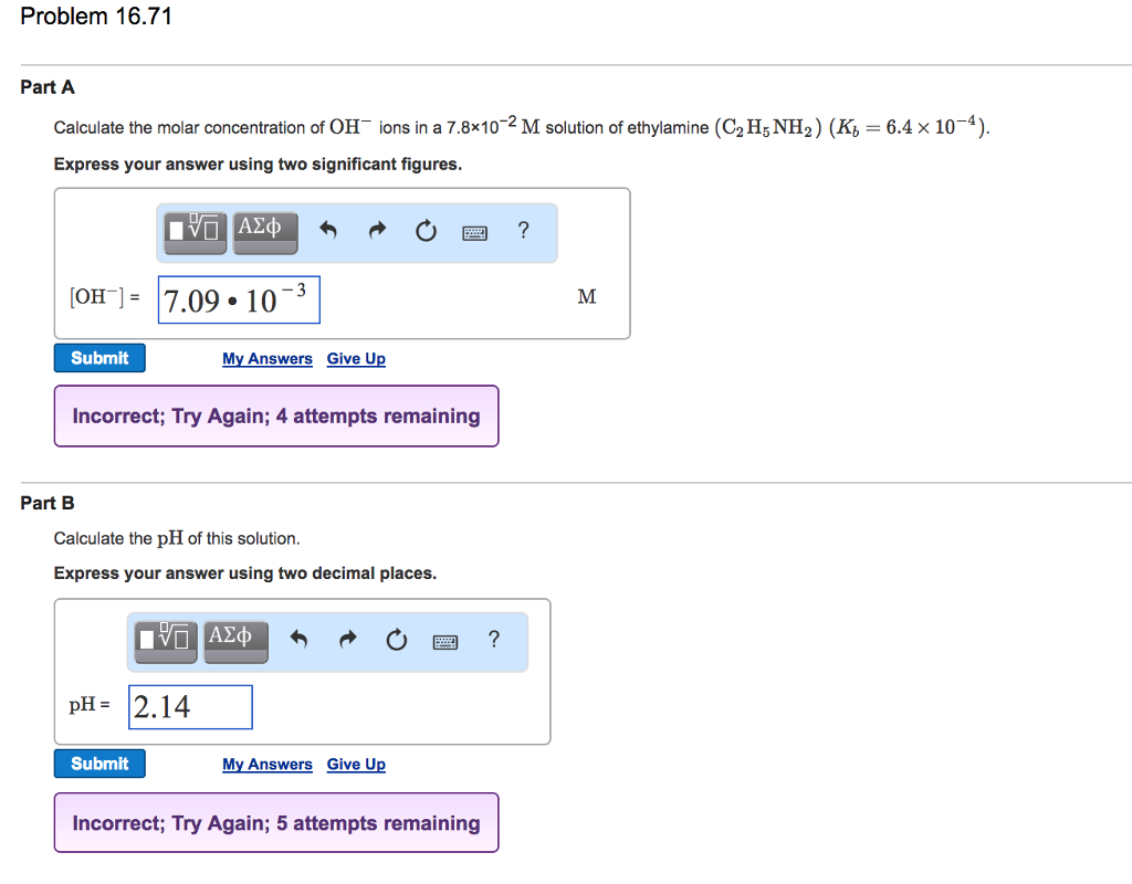 Solved Calculate the molar concentration of OH^- ions in a | Chegg.com