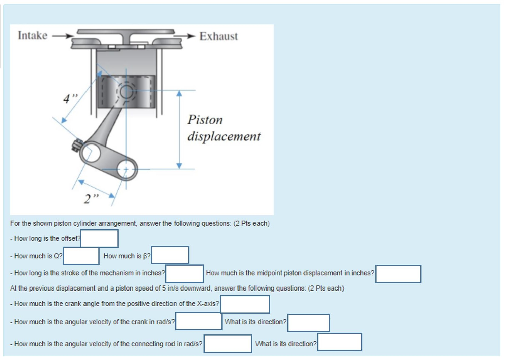Solved Intake Exhaust 9 Piston displacement ? 9 For the