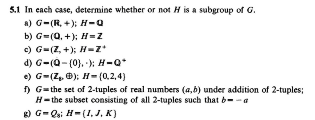 Solved In Each Case Determine Whether Or Not H Is A