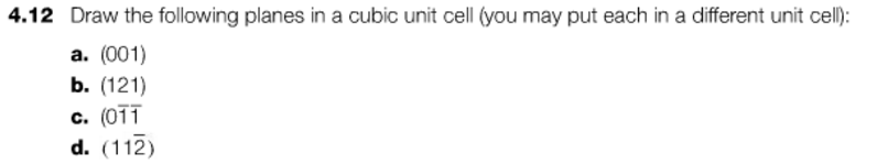 Solved Draw the following planes in a cubic unit cell (you | Chegg.com