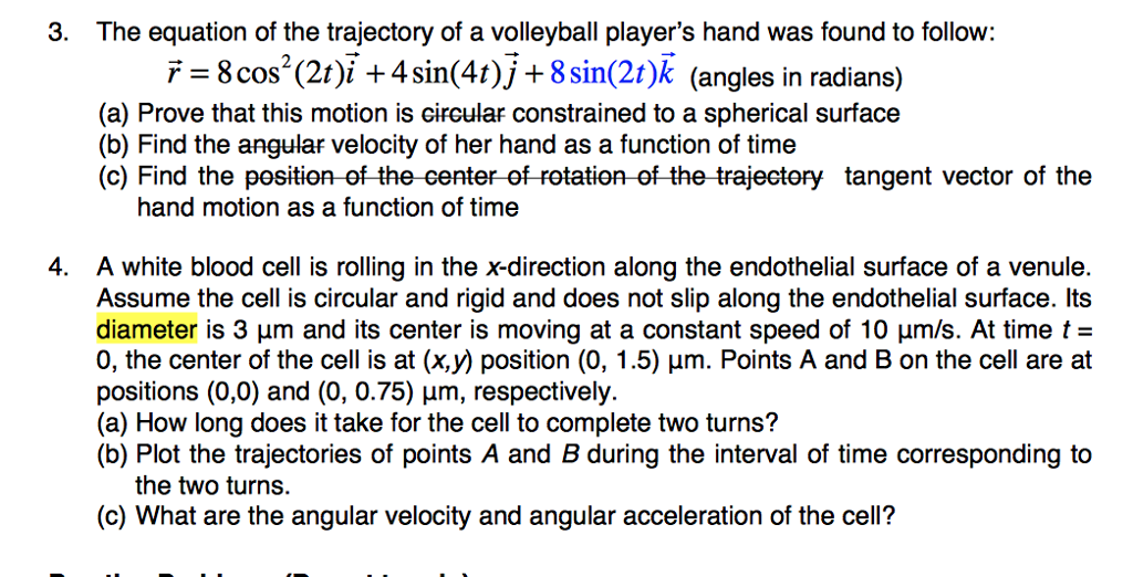Solved 3. The equation of the trajectory of a volleyball
