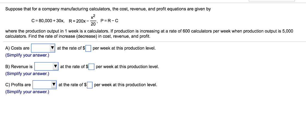 Solved Suppose that for a company manufacturing calculators Chegg com