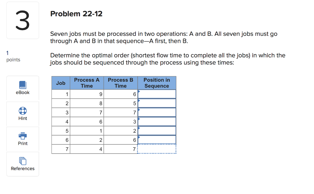 Solved 3 Problem 22-12 Seven Jobs Must Be Processed In Two | Chegg.com