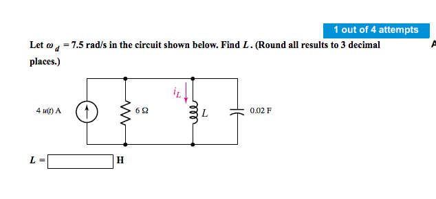 Solved Let Omega d 7 5 Rad s In The Circuit Show Below Chegg