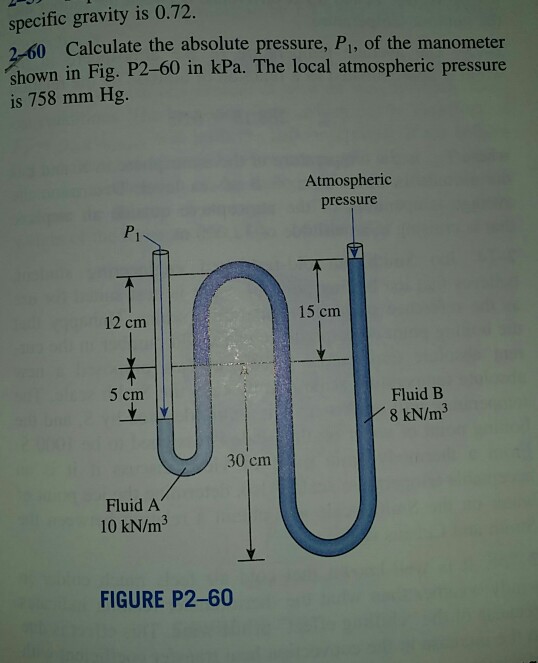 Solved Calculate the absolute pressure, P_1, of the