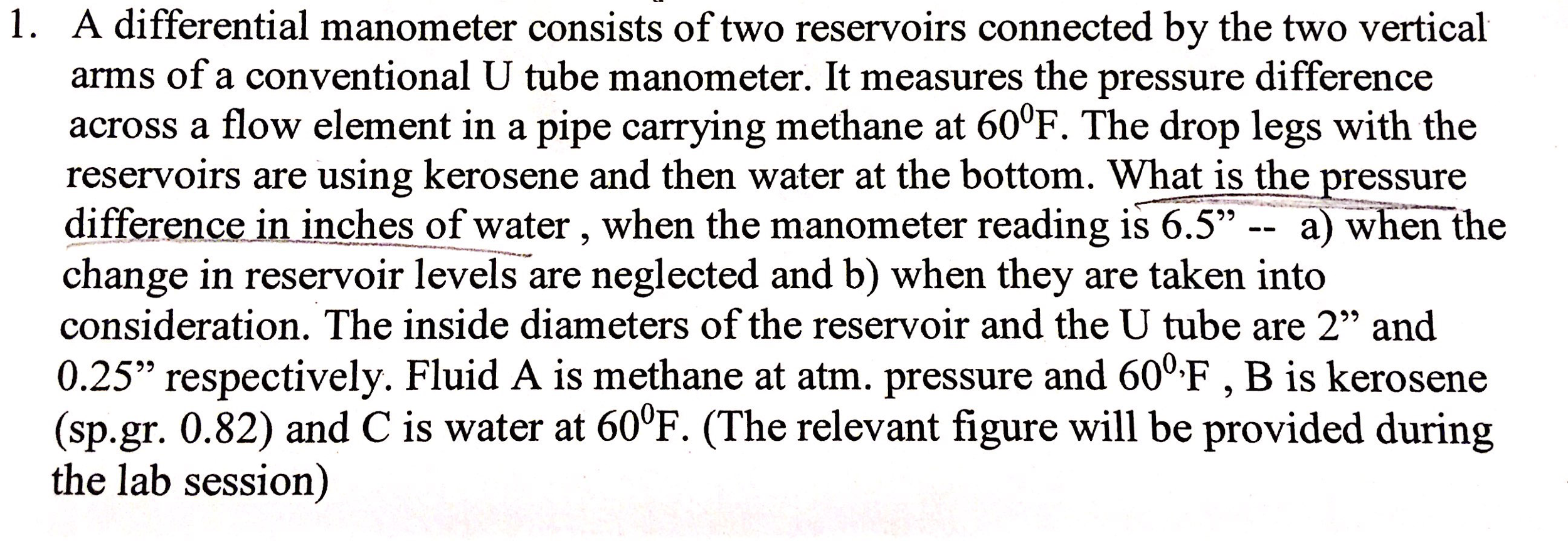 Solved A differential manometer consists of two reservoirs