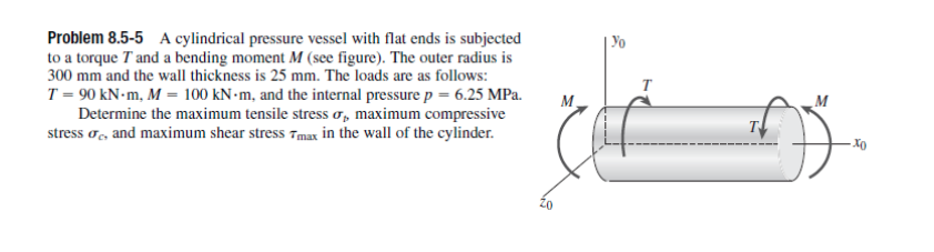 Solved Problem 8.5-5 A cylindrical pressure vessel with flat | Chegg.com
