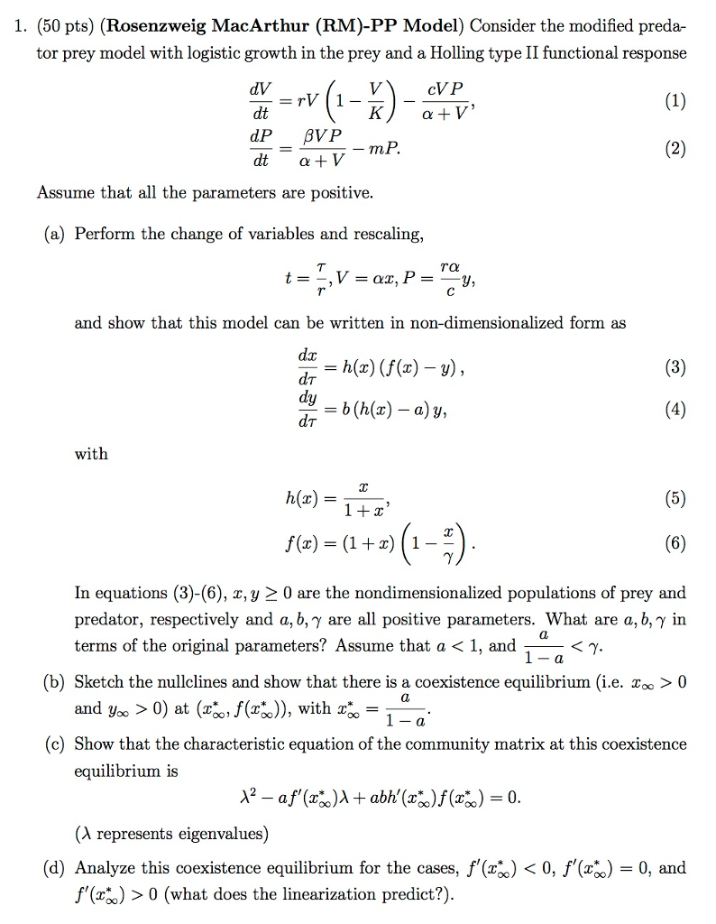 B Only 50 Pts Rosenzweig MacArthur RM PP Chegg Com