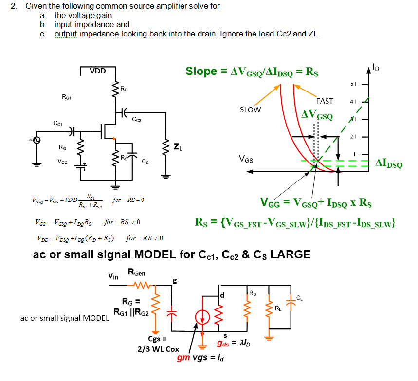 Solved 2. Given The Following Common Source Amplifier Solve | Chegg.com