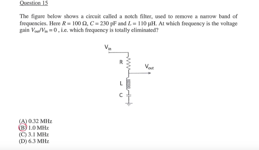 Solved The figure below shows a circuit called a notch | Chegg.com