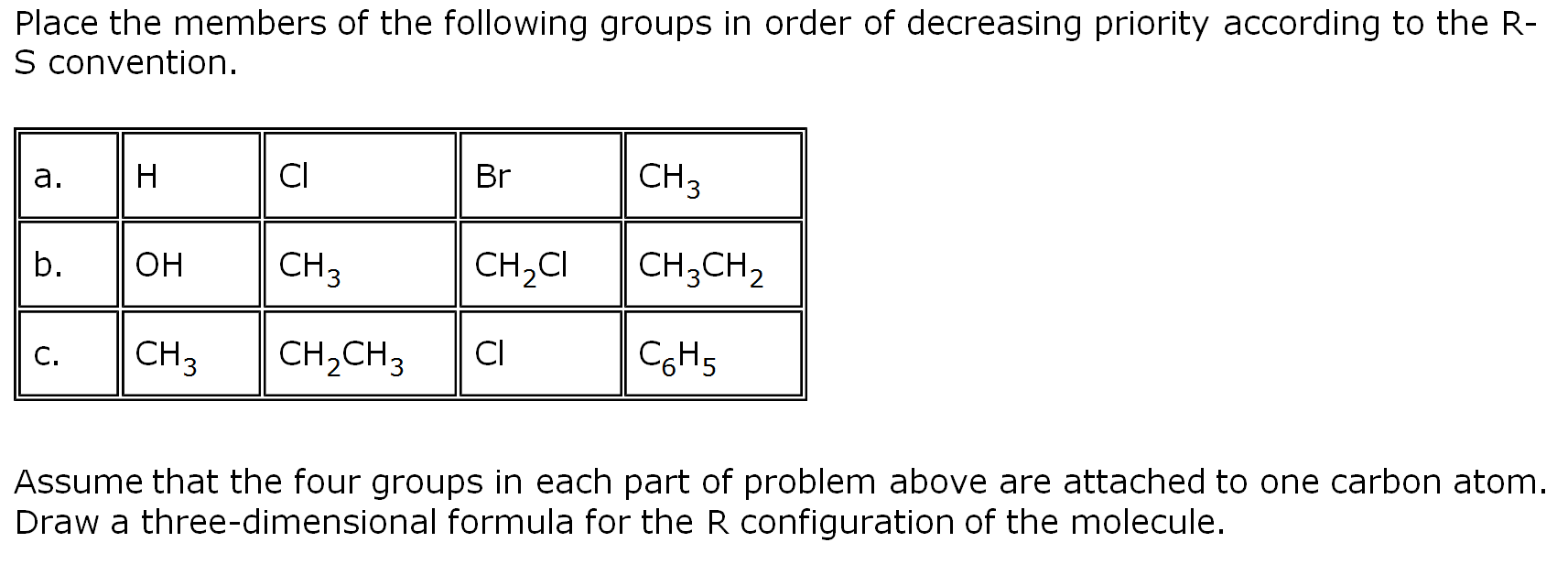 Solved Place the member of the following groups in order of | Chegg.com