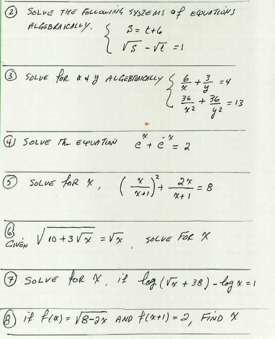 Solved Solve the following systems of equations | Chegg.com