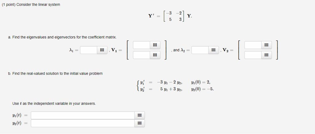 Solved 1 Point Consider The Linear System A Find The Chegg Solved 1 Point Consider The Linear System A Find The Chegg