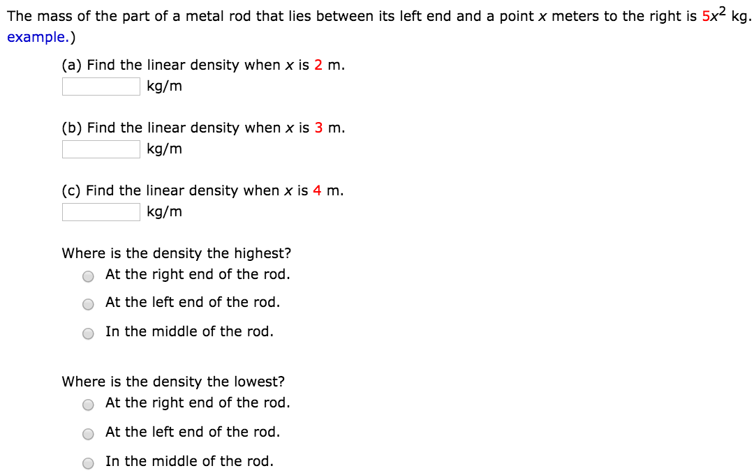Solved The mass of the part of a metal rod that lies between