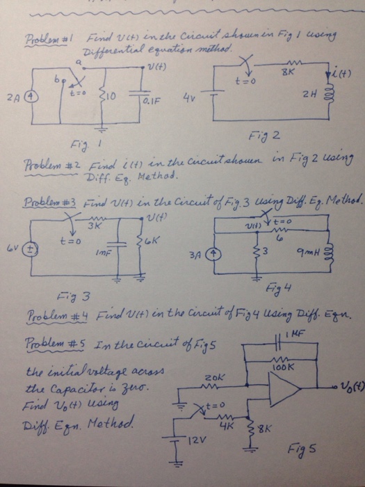 Solved Problem # 1 Find v(t) in the circuit shown in figure | Chegg.com