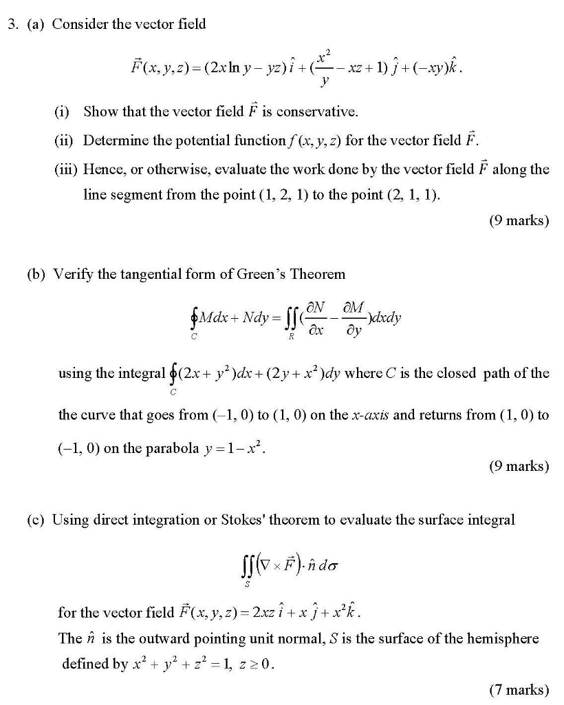 Solved 3 A Consider The Vector Field Fx Yz 2c In Y 4834