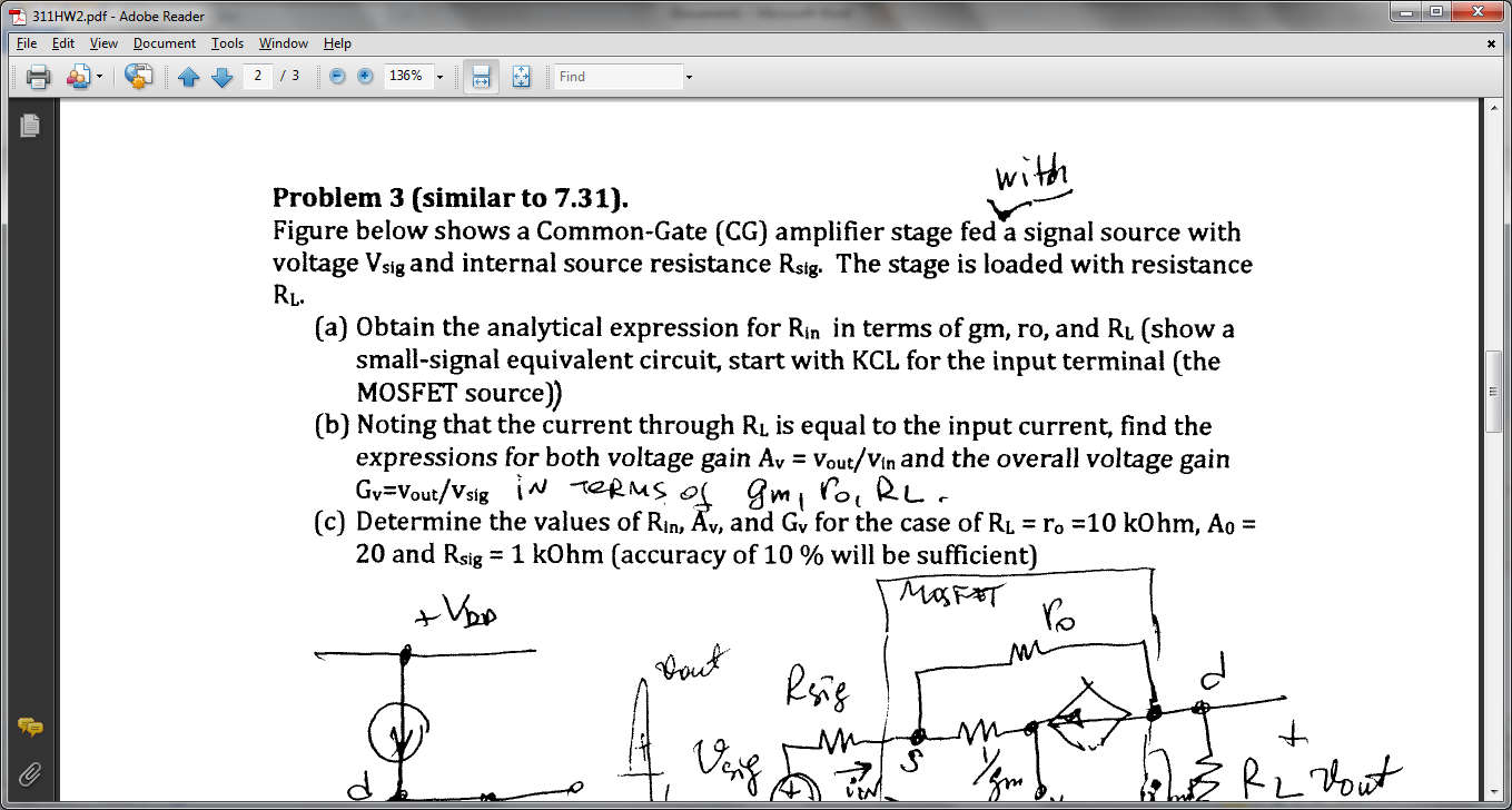 Figure Below Shows A Common-Gate (CG) Amplifier Stage | Chegg.com