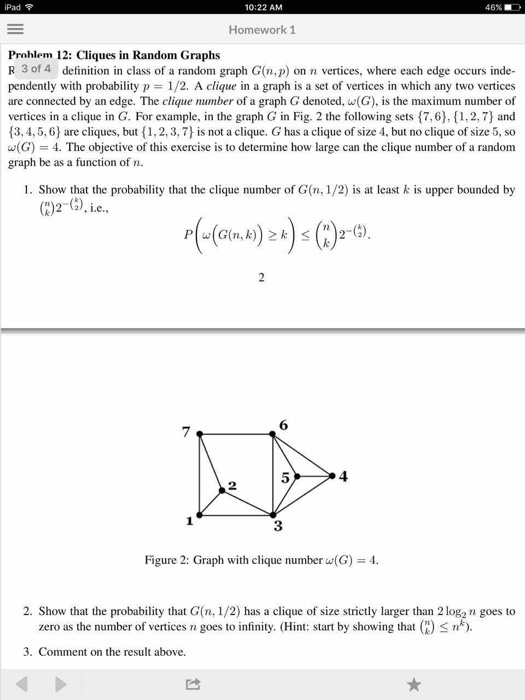 Solved Definition in class of a random graph G(n, p) on n | Chegg.com