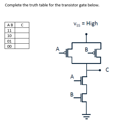Solved Complete the truth table for the transistor gate | Chegg.com