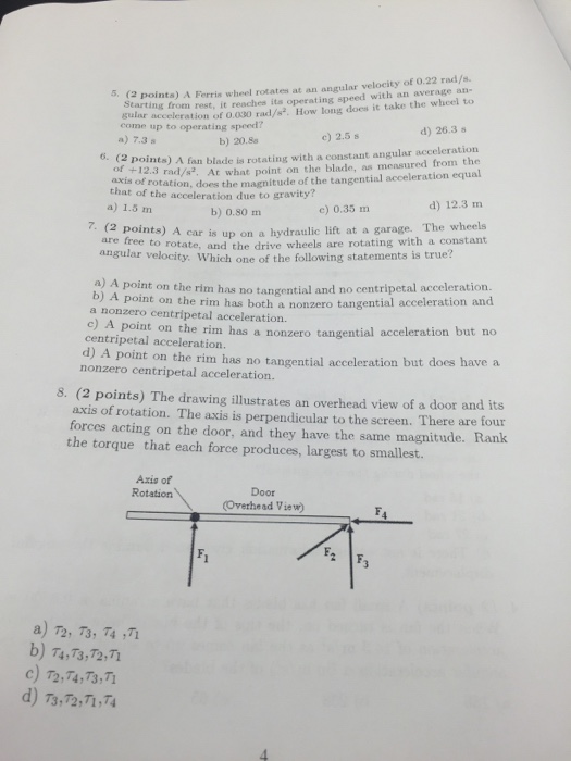 Solved A Ferris wheel rotates at an angular velocity of 0.22 | Chegg.com