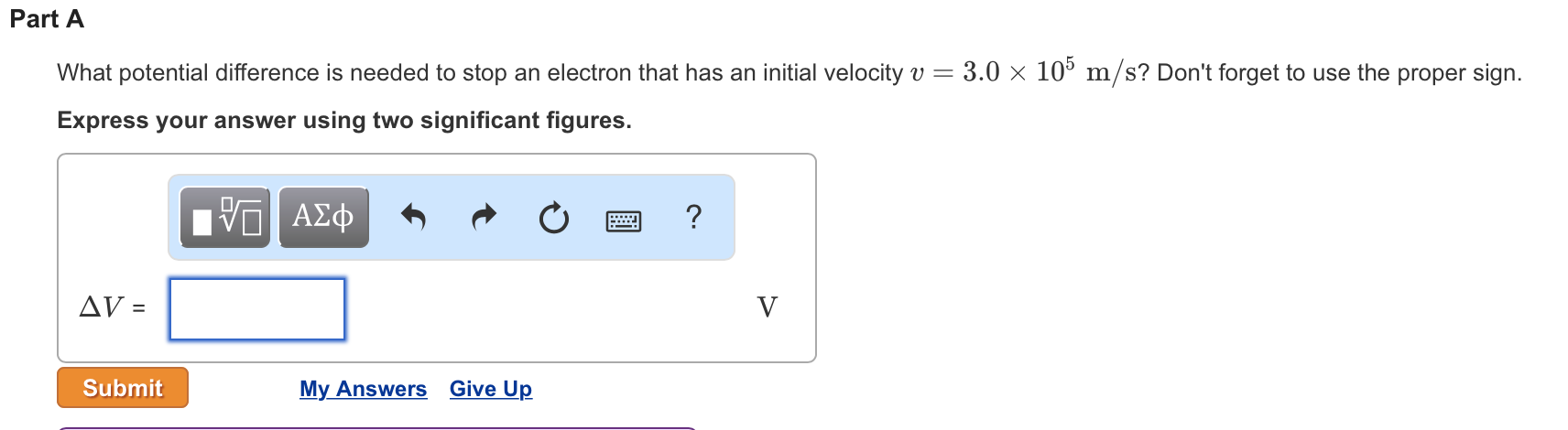 Solved Item 13 Part A The potential difference between the | Chegg.com