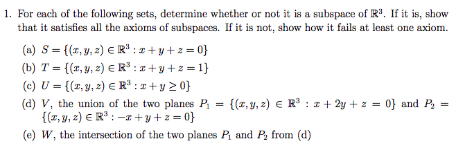 Solved 1. For each of the following sets, determine whether | Chegg.com