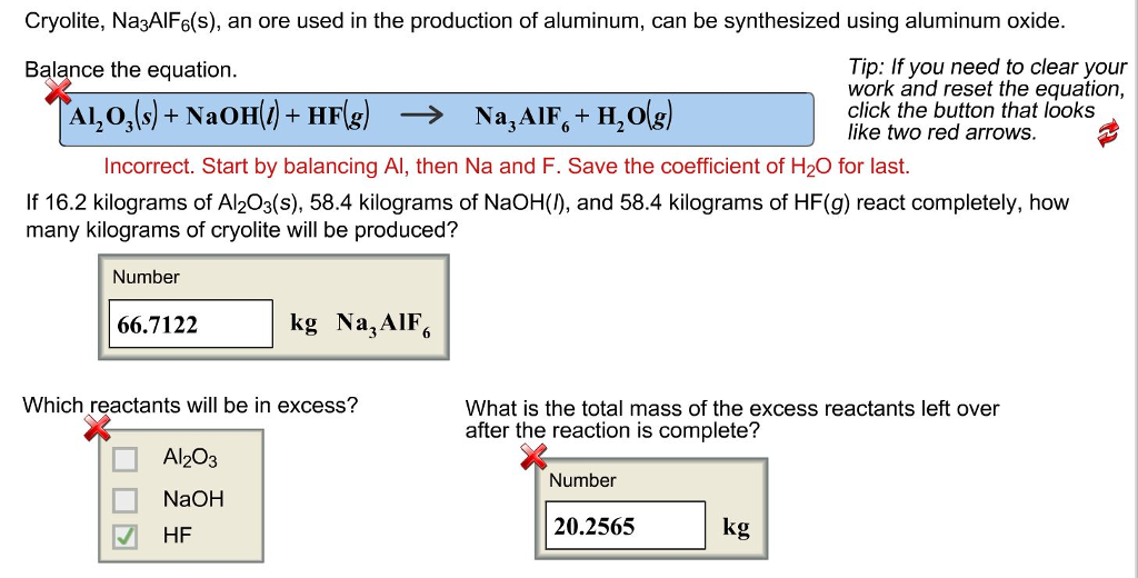 Solved Cryolite, Na3AlF6(s), an ore used in the production