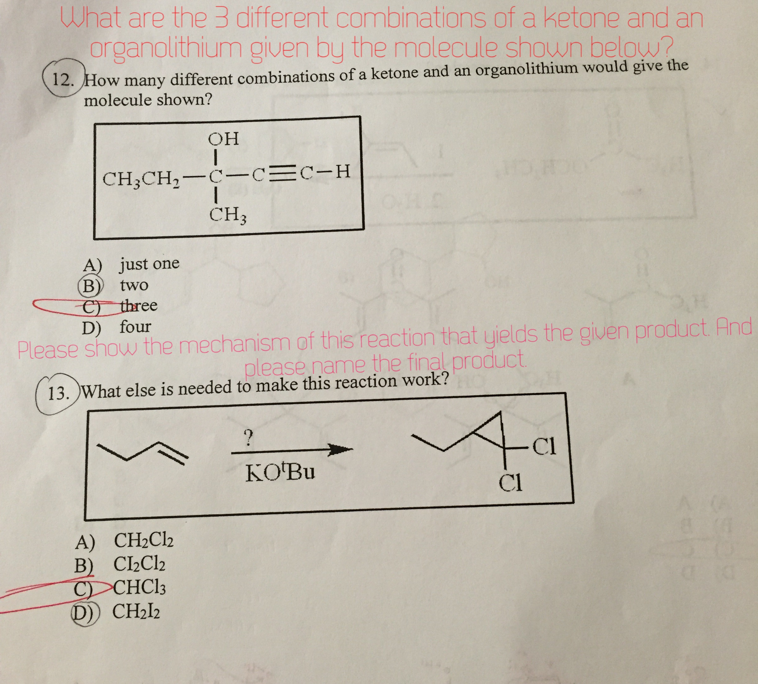 Solved How Many Different Combinations Of A Ketone And An Chegg