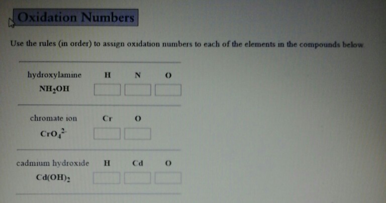 Solved Use The Rules In Order To Assign Oxidation Numbers