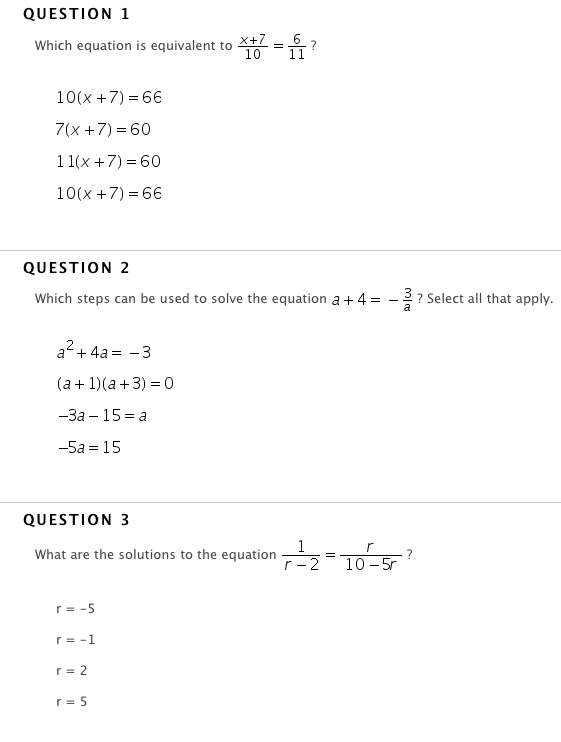 Solved QUESTION 1 Which equation is equivalent to x+7/10 = | Chegg.com