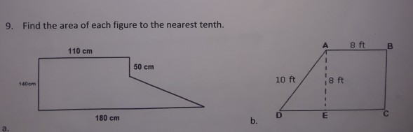 Solved 9. Find The Area Of Each Figure To The Nearest Tenth. 