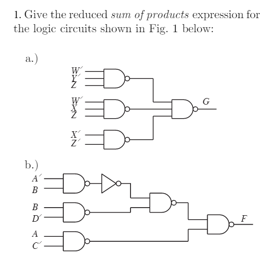 Solved 1. Give The Reduced Sum Of Products Expression For 