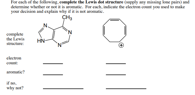 Solved following. complete For each Lewis dot structure | Chegg.com