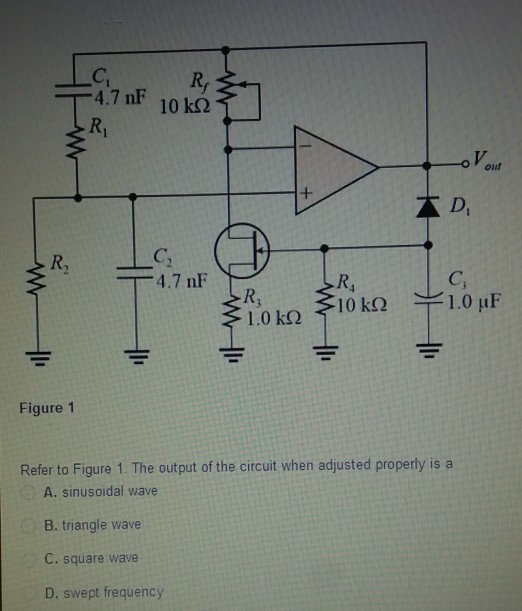 Solved R, 4.7 nF 10kΩ out R, 4.7 nF C, 1.0 μF Figure 1 Refer | Chegg.com