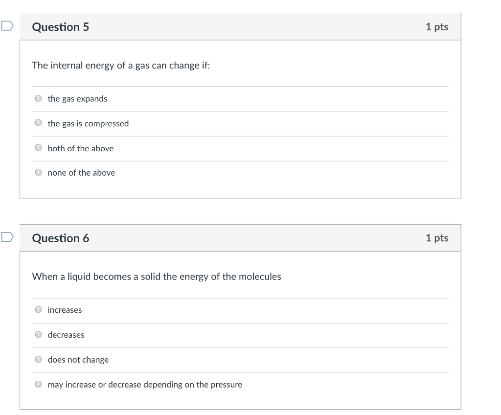 Solved Question 5 1 pts The internal energy of a gas can | Chegg.com