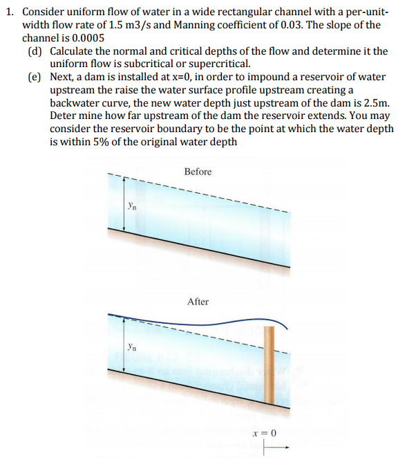 Solved Consider Uniform Flow Of Water In A Wide Rectangular | Chegg.com