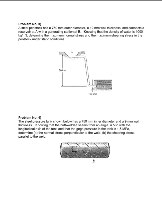 Solved A Steel Penstock Has A 750 Mm Outer Diameter, A 12 Mm | Chegg.com