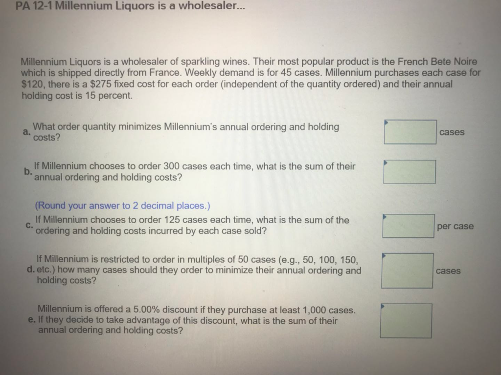 Solved PA 121 Millennium Liquors is a wholesaler...