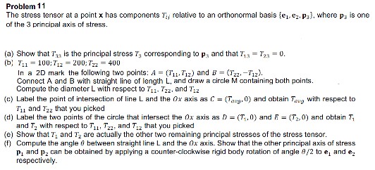 Solved Problem 11 The stress tensor at a point x has | Chegg.com